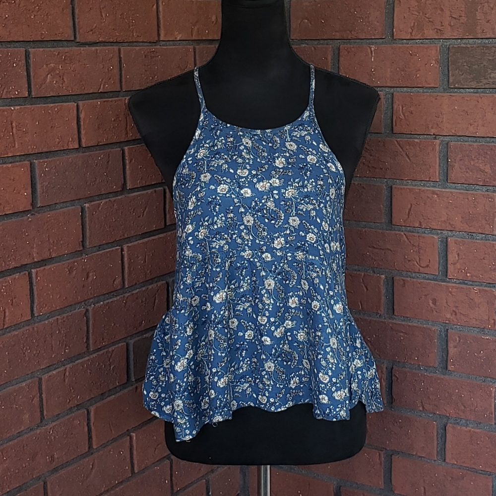 American Eagle Navy Floral Tank Top, Women's size S